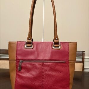 Tignanello Leather Two-Tone Color Block Tote